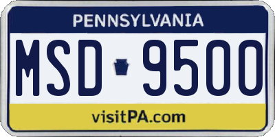 PA license plate MSD9500