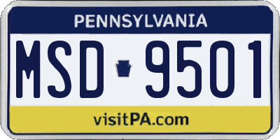 PA license plate MSD9501
