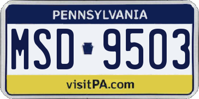 PA license plate MSD9503