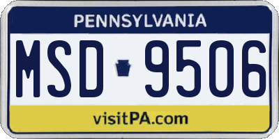 PA license plate MSD9506