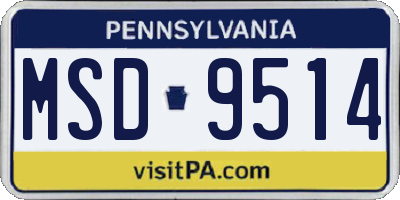 PA license plate MSD9514