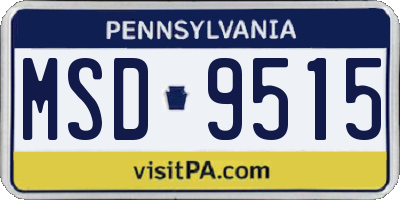 PA license plate MSD9515