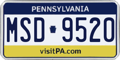 PA license plate MSD9520