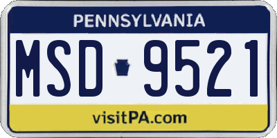 PA license plate MSD9521
