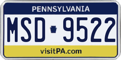 PA license plate MSD9522