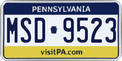 PA license plate MSD9523