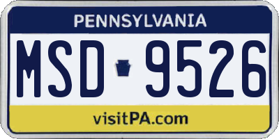 PA license plate MSD9526
