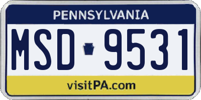 PA license plate MSD9531
