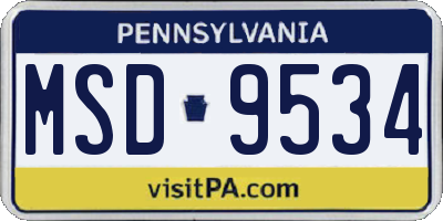 PA license plate MSD9534