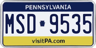 PA license plate MSD9535