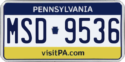 PA license plate MSD9536