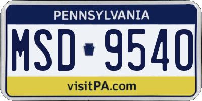 PA license plate MSD9540