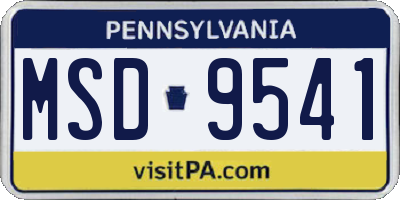 PA license plate MSD9541