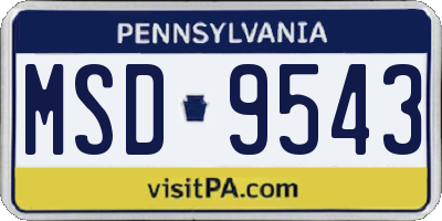 PA license plate MSD9543