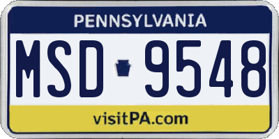 PA license plate MSD9548