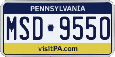 PA license plate MSD9550