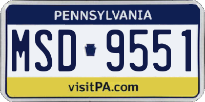 PA license plate MSD9551