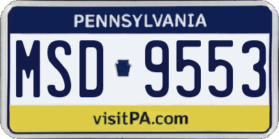 PA license plate MSD9553