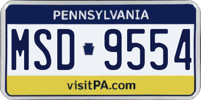 PA license plate MSD9554