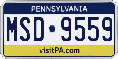 PA license plate MSD9559