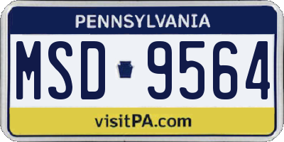 PA license plate MSD9564