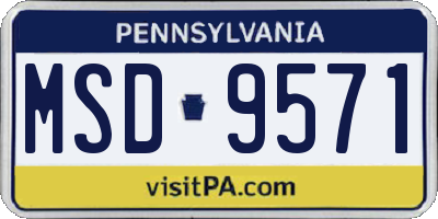 PA license plate MSD9571