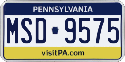 PA license plate MSD9575