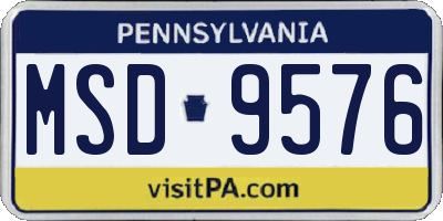 PA license plate MSD9576