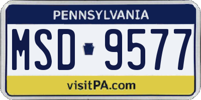 PA license plate MSD9577