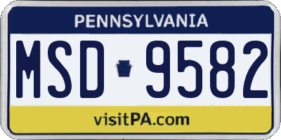 PA license plate MSD9582