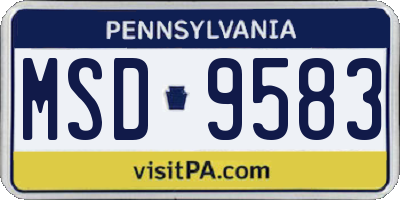 PA license plate MSD9583