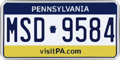 PA license plate MSD9584