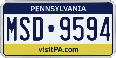 PA license plate MSD9594