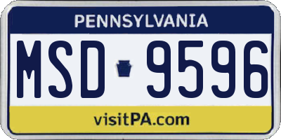 PA license plate MSD9596