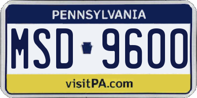 PA license plate MSD9600