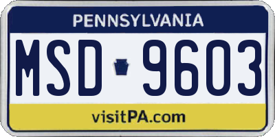 PA license plate MSD9603