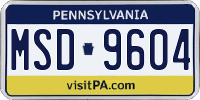 PA license plate MSD9604
