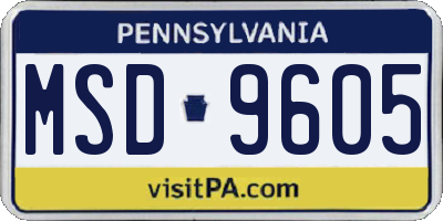 PA license plate MSD9605