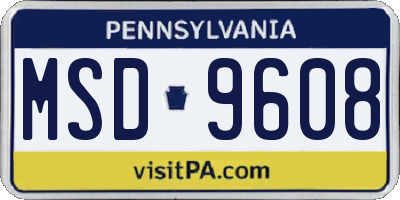 PA license plate MSD9608