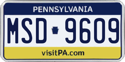 PA license plate MSD9609