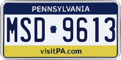 PA license plate MSD9613