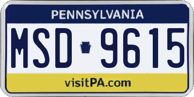 PA license plate MSD9615