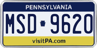 PA license plate MSD9620