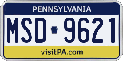 PA license plate MSD9621