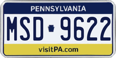 PA license plate MSD9622