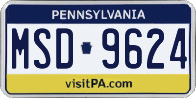 PA license plate MSD9624