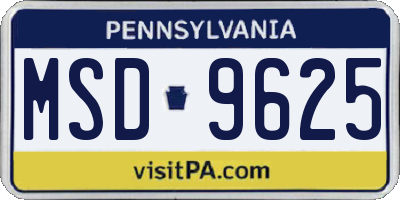 PA license plate MSD9625