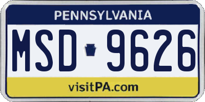 PA license plate MSD9626