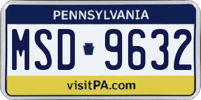 PA license plate MSD9632