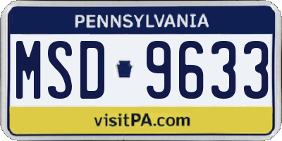 PA license plate MSD9633